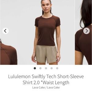 Lululemon Swiftly Tech 2.0 SS Shirt 2.0 *Waist Length Lava Cake Sz 2
